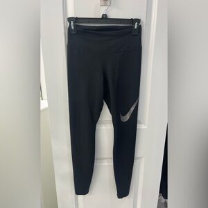 Nike Black Leggings with Silver Swoosh